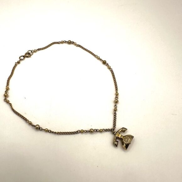 Vintage telephone pendant faux pearl choker necklace - Picture 6 of 8